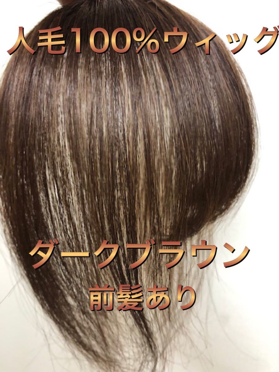 受注発注 高級人毛100％ ヘアピース36ブラウン 総手植え 部分ウィッグ 