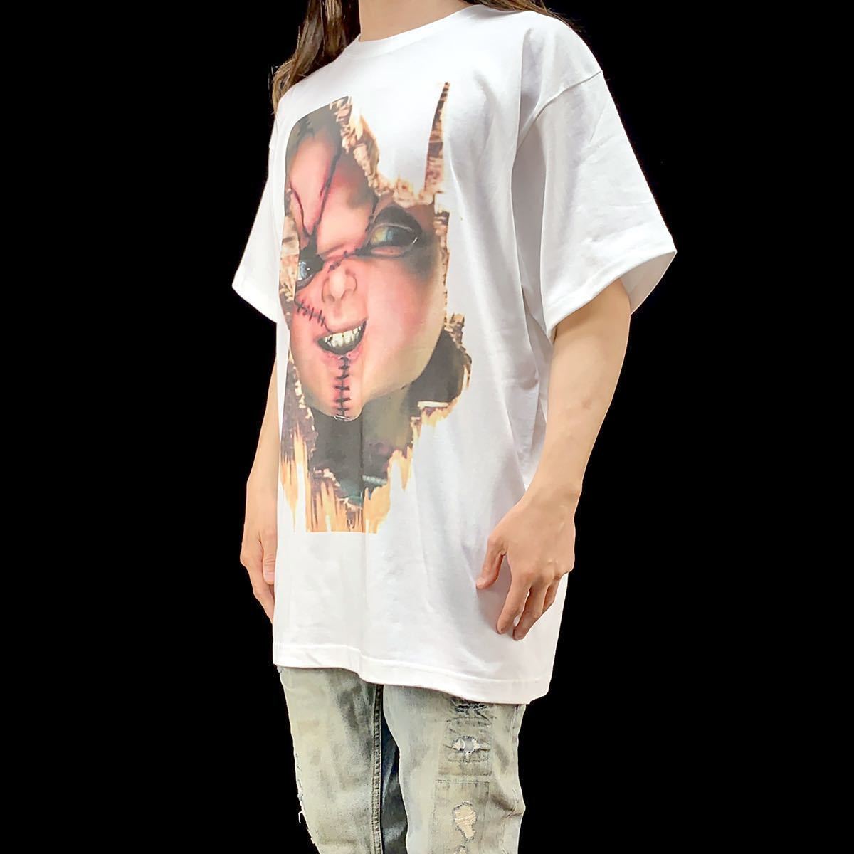 新品 チャイルドプレイ チャッキー グッドガイ人形 ホラー ビッグ プリント 大きい オーバー サイズ Tシャツ 4XLサイズ UNI ユニセックス