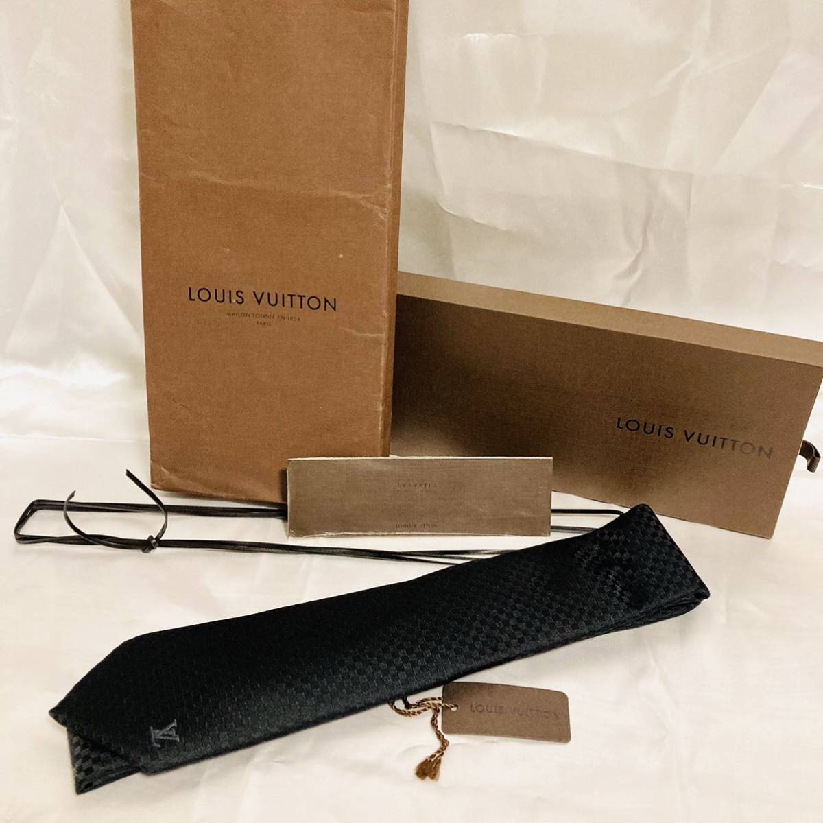 Louis Vuitton ルイヴィトン ネクタイ ブラック ダミエ ロゴ 未使用品