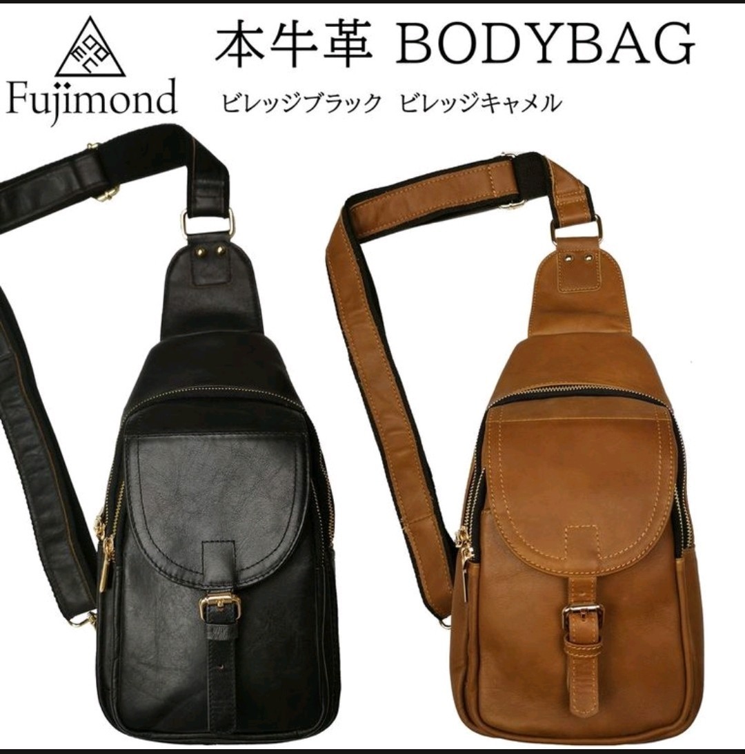 Fujimond本革ボディーバッグ 牛革 ワンショルダーバッグ ボディバッグ 大容量 高品質 メンズバッグ