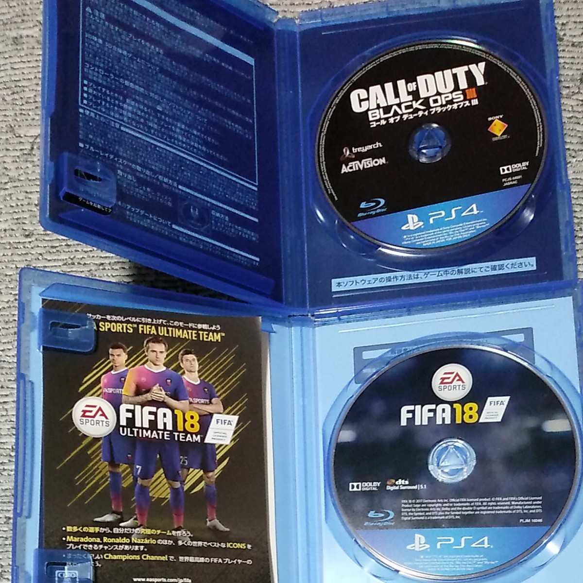 PS4ソフト4本セット　バイオハザードヴィレッジ　ANTHEM FIFA18 コールオブデューティ　ブラックオプス3　 PS4