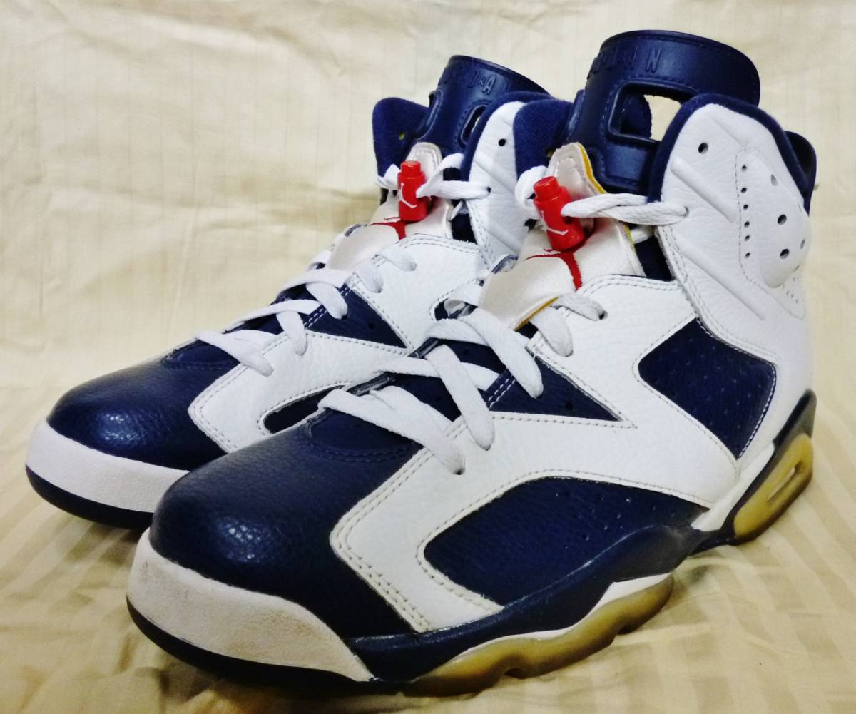 ★ 美品 ★ NIKE AIR JORDAN 6 RETRO / エアジョーダン6 レトロ ネイビー×白 < 通称 ~ OLYMPIC > 27.5(89 【超美品】 NIKE エアジョーダン6 27 サイズ ネイビー スニーカー