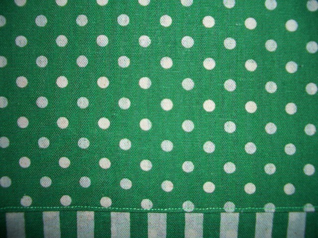 * hand made apron 2 point set 120 rom and rear (before and after) green dot pattern *