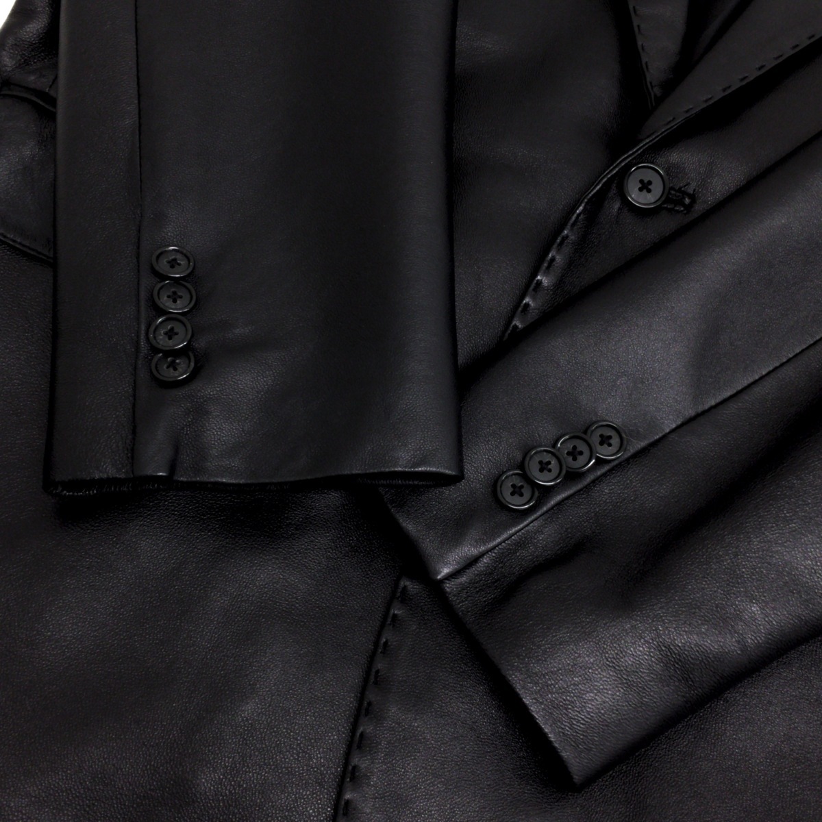 ●美品 veste la vita 羊革 レザー テーラードジャケット M 黒 ブラック メンズ 紳士 レザージャケット 国内正規品_画像5