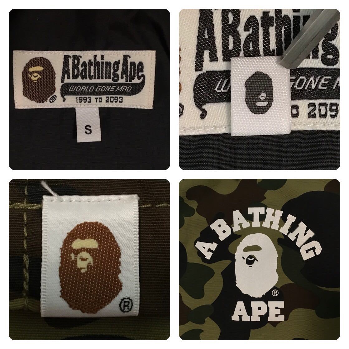 ★美品★ カレッジロゴ コーチジャケット Sサイズ 1st camo green a bathing ape BAPE coach jacket エイプ ベイプ アベイシングエイプ j2j_画像8