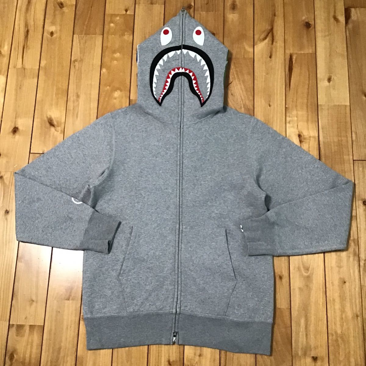 シャーク パーカー Mサイズ グレー shark full zip hoodie a bathing ape bape エイプ ベイプ  アベイシングエイプ WGM fbb5