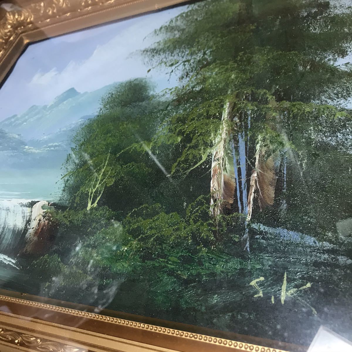 絵画 自然風景 海 湖 森 山 - 美術品