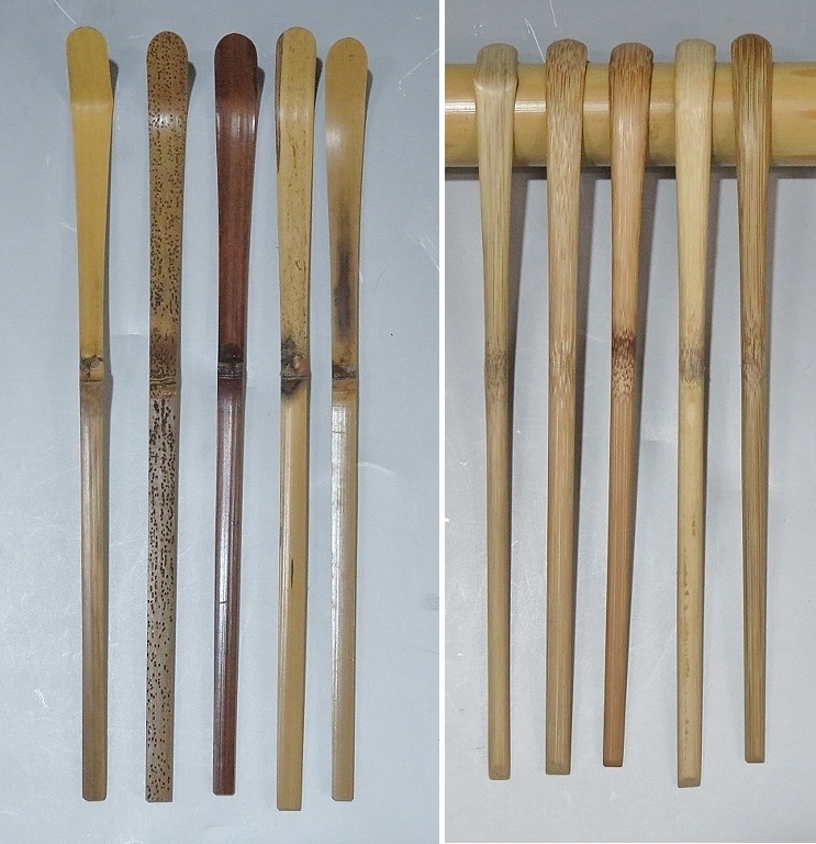 嵯峨野 大徳寺 高僧 五点組 四季の茶杓 共箱 真作保証(1116検:茶道具