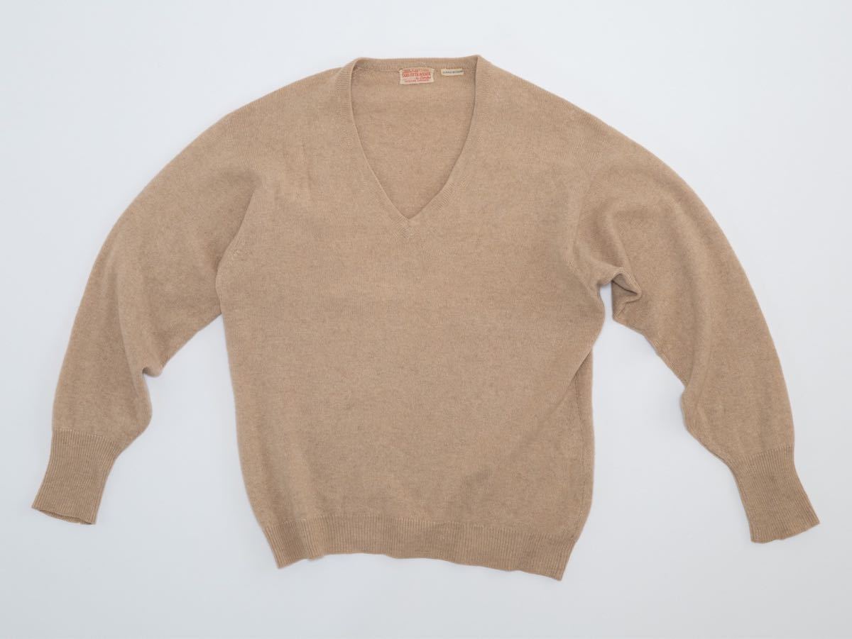[ Scotland производства ] 60s Sax fifth avenu кашемир V шея вязаный свитер Vintage 50s 70s 80s BALLANTYNE john smedley
