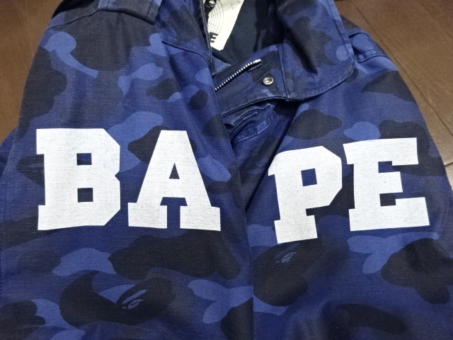 【M】A BATHING APE BAPEロゴ M-65 ジャケット カラーカモ ブルー迷彩 ア ベイシング エイプ NIGO WISE 初期 ミリタリー ジャケット