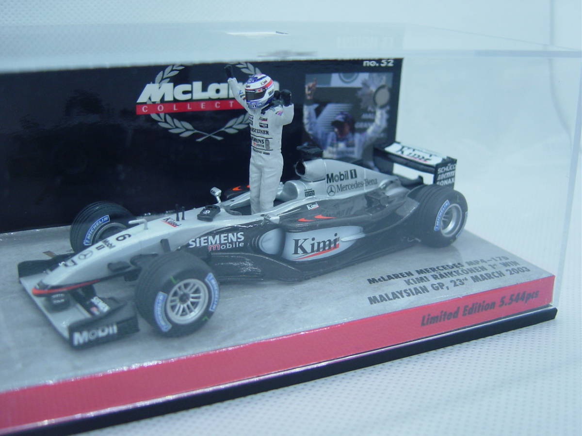 送料300円～ MINICHAMPS 1/43 McLaren MP4-17D 1st Win MALAYSIAN GP 23rd MARCH 2003 F1 #6 K.RAIKKONEN キミ・ライコネン 初勝利_画像2