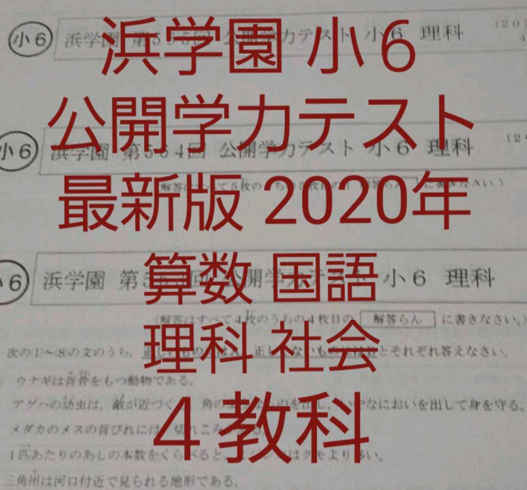 浜学園 小６ 最新 2020年 公開学力テスト 4教科 フルセット