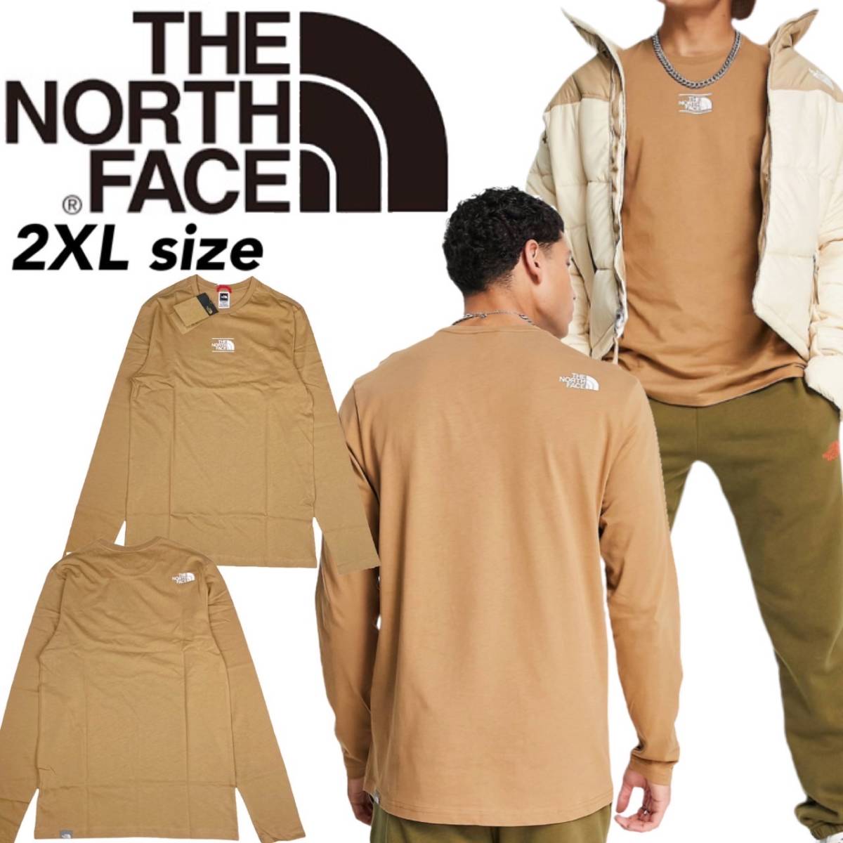 ザ ノースフェイス 長袖 Tシャツ ロンT メンズ レディース NF0A7ZIF ブラウン 2XLサイズ THE NORTH FACE L/S MENS DOME AT CENTRE 新品