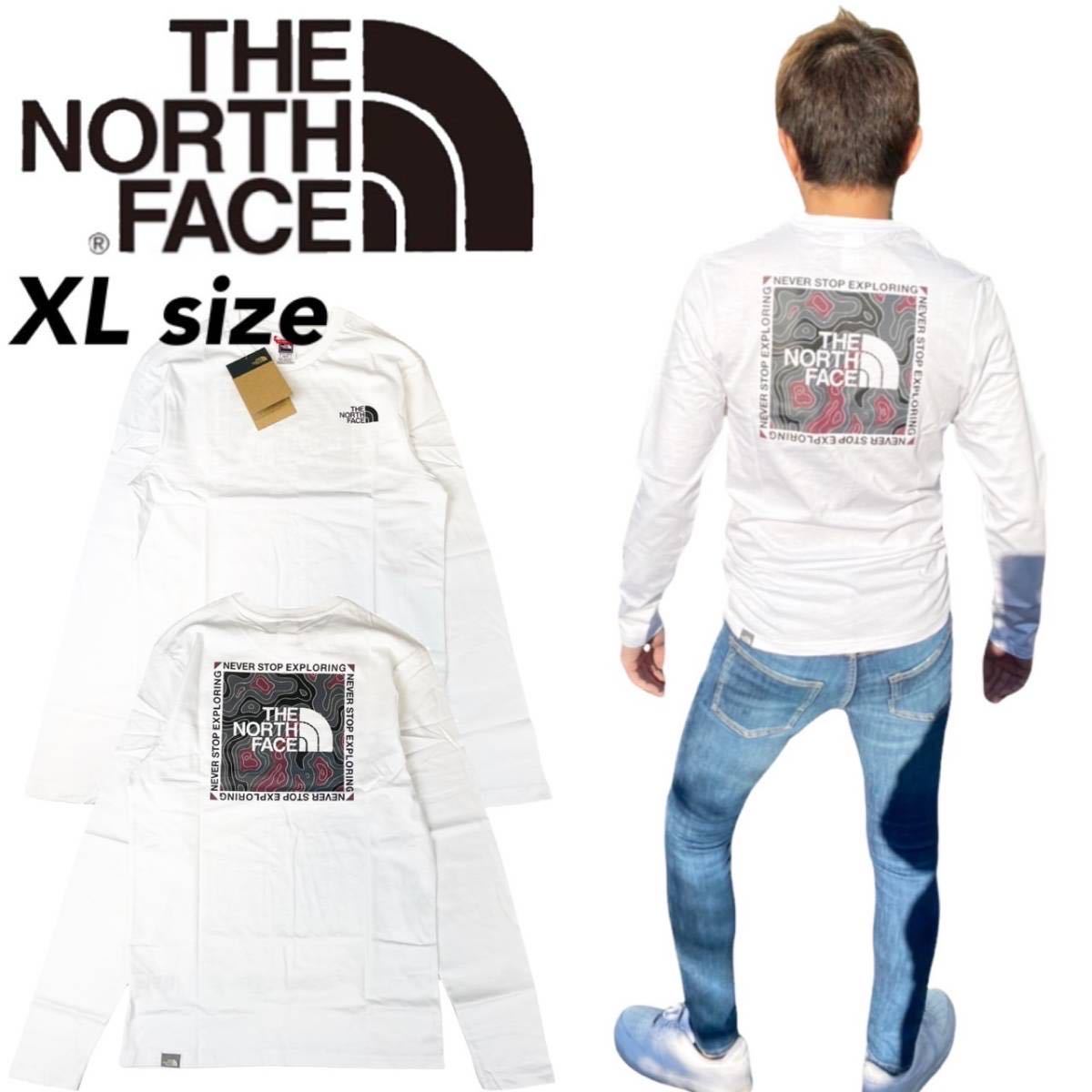 ザ ノースフェイス ロンT 長袖 Tシャツ バックロゴ ボックスロゴ NF0A7ZD9 ホワイト XLサイズ THE NORTH FACE L/S TOPOGRAPHIC 2 TEE 新品