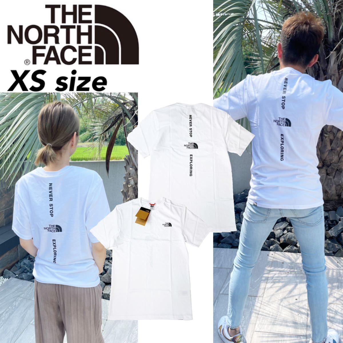 ノースフェイス Tシャツ 半袖 バックロゴ バーチカル NSE ホワイト XSサイズ NF0A4CAX THE NORTH FACE VERTICAL NSE TEE 新品