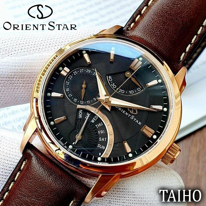 新品 オリエント オリエントスター ORIENTSTAR 正規品 レトログラード RETROGRADE 腕時計 サファイアクリスタル アナログ レザーベルト
