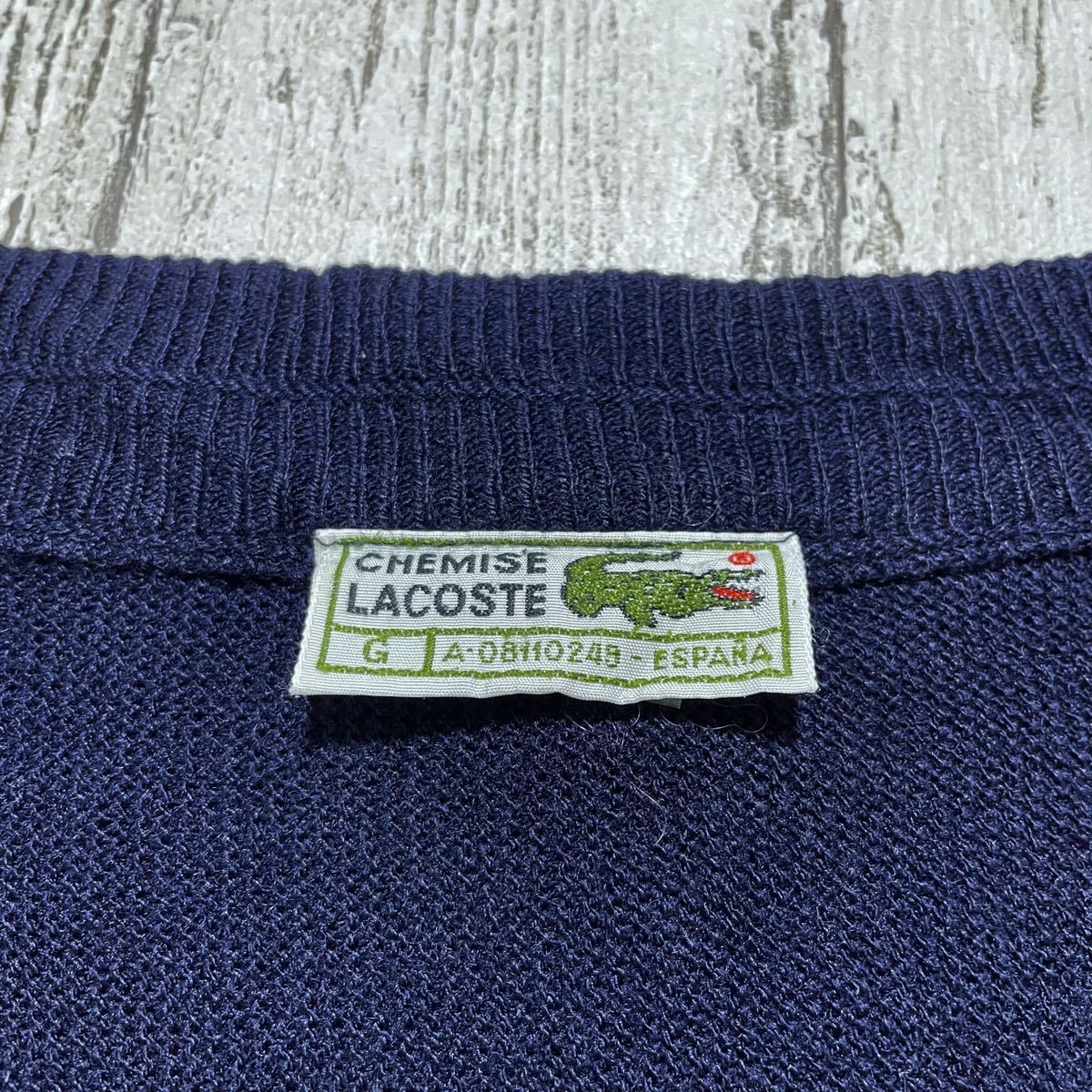 ☆送料無料☆ LACOSTE ラコステ アクリル カーディガン ネイビー Lサイズ スペイン製 21-436