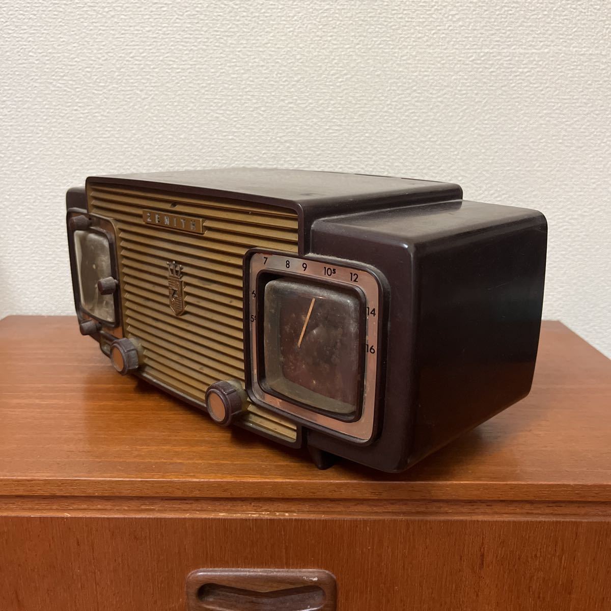 50-60s ZENITH Zenith вакуумная трубка радио model K622 магазин инвентарь Junk неподвижный товар произведение искусства дисплей Vintage античный 33×15×15.5
