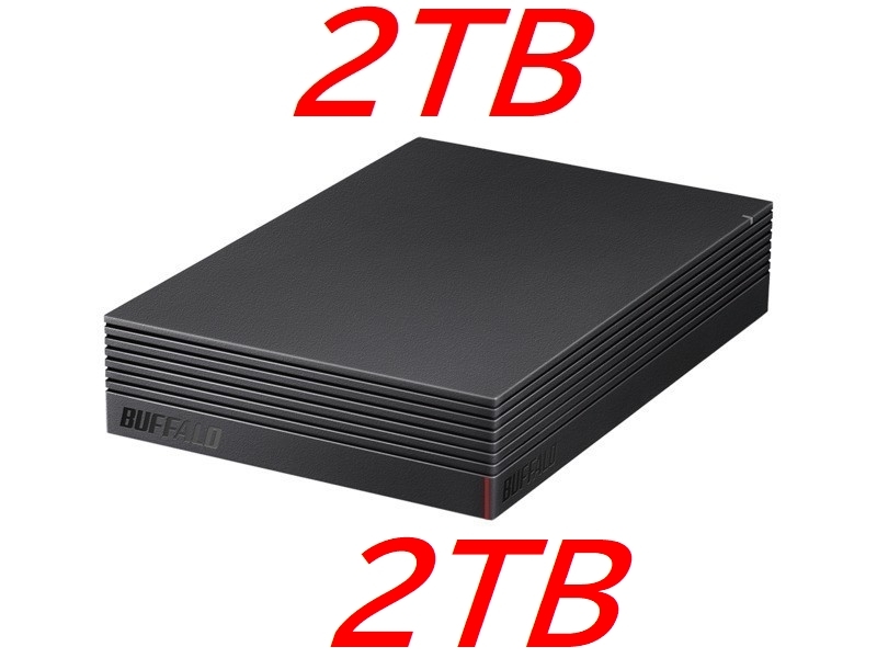 【送料無料　美品】2TB USB 3.2(Gen1)対応 外付けHDD テレビ録画＆PS4対応 BUFFALO HD-EDS2U3-BC_画像1