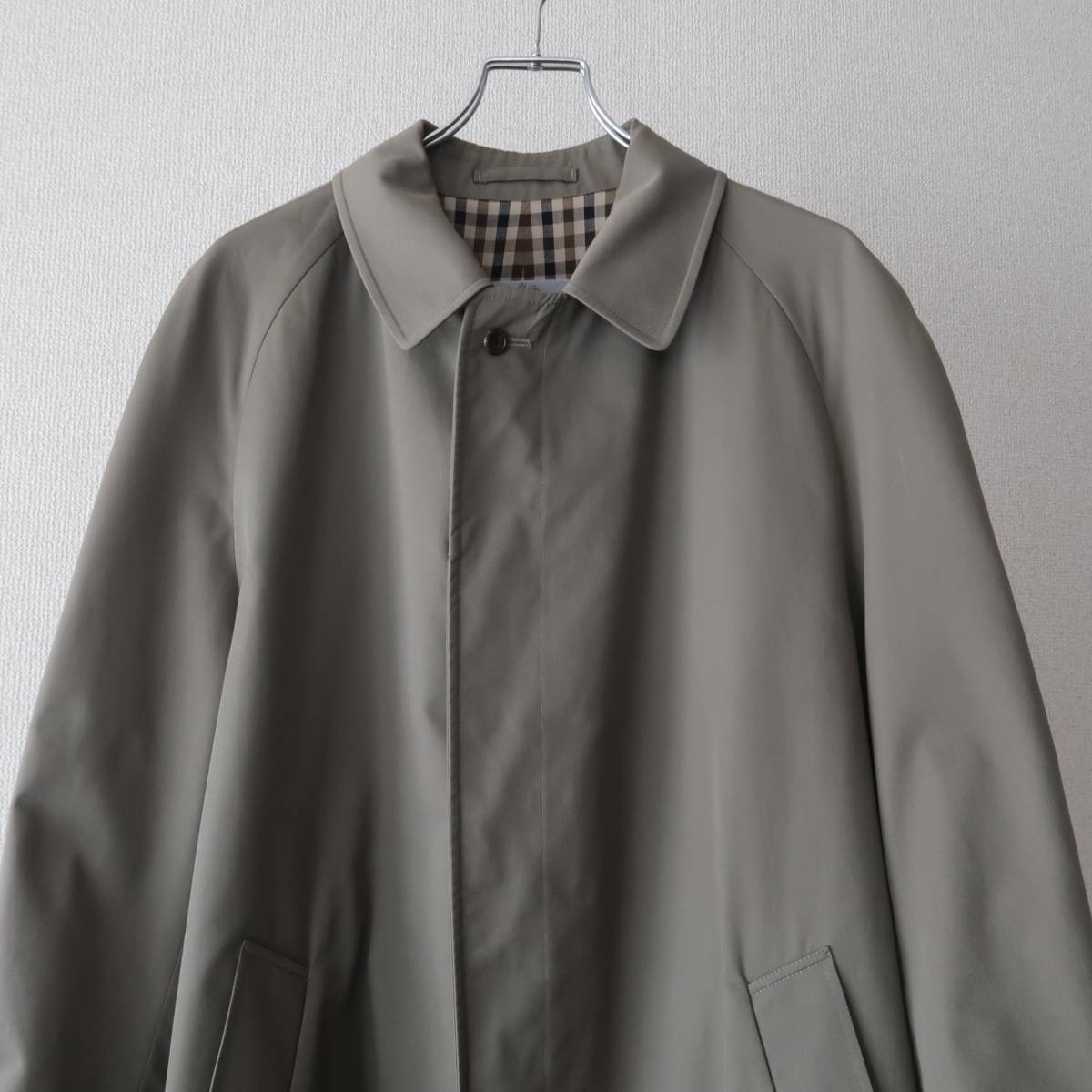  rare color 80\'s Aquascutum Aqua5 grayish taupe bar ma car n coat inscription 40 REG Britain made / Vintage Aquascutum cloudiness gray 