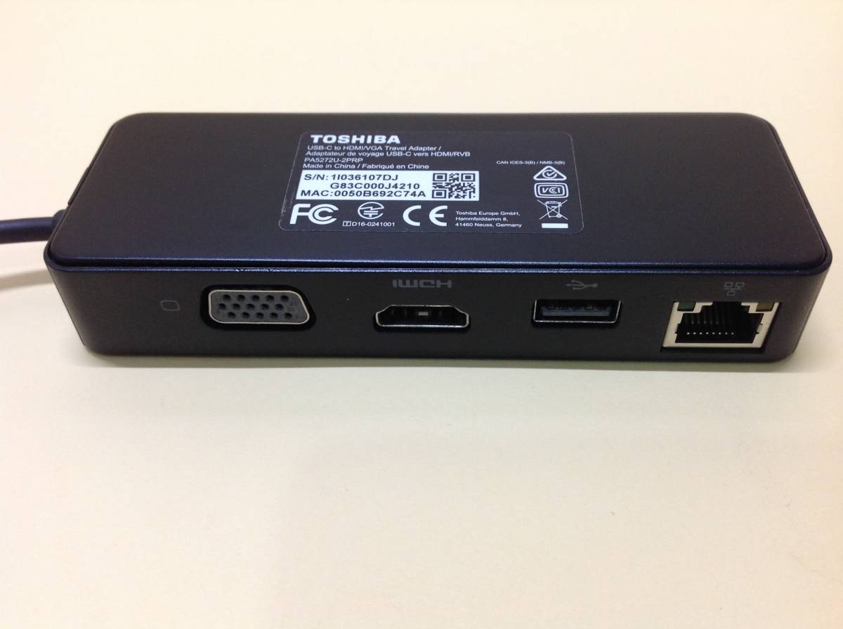 TOSHIBA USB-C to HDMI/VGA Travelアダプター/PA5272U-2PRP