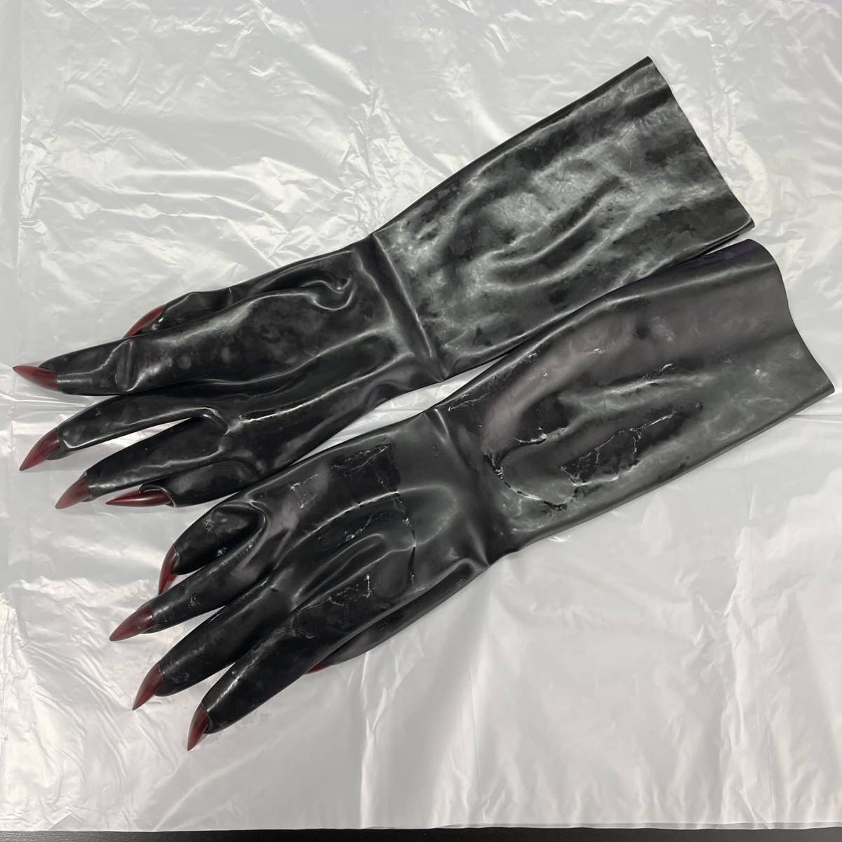 [ postage included prompt decision anonymity shipping ] rare nail attaching Raver glove S size dark red la Tec s cosplay RUBBER LATEX gloves 