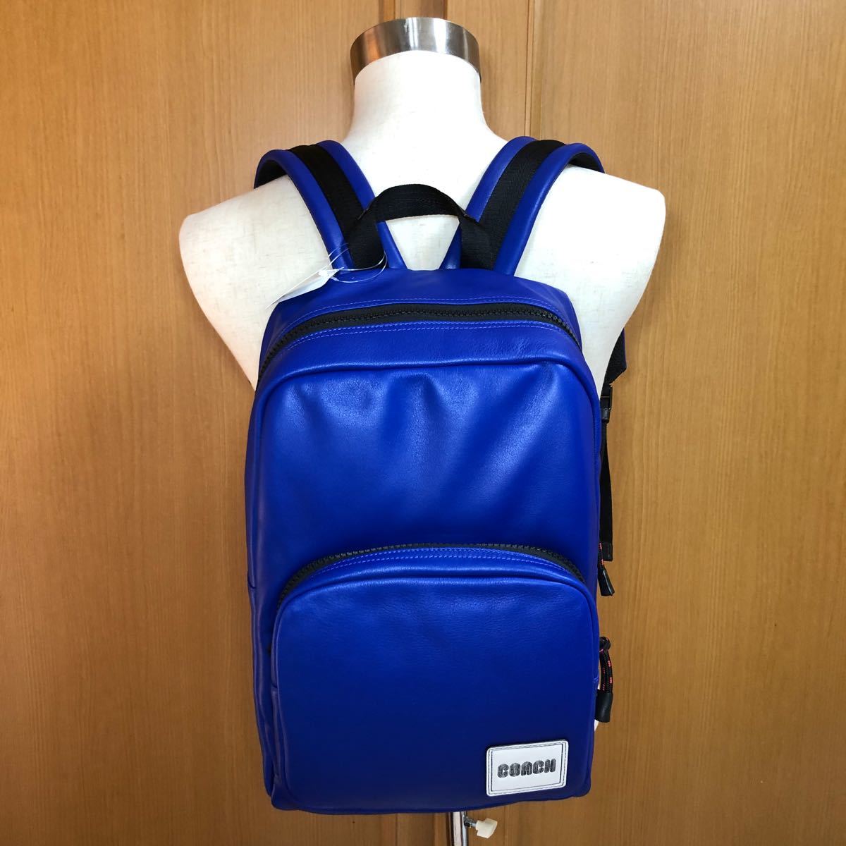 【新品】COACH コーチ メンズ トール バックパック パッチ ブルー リュック
