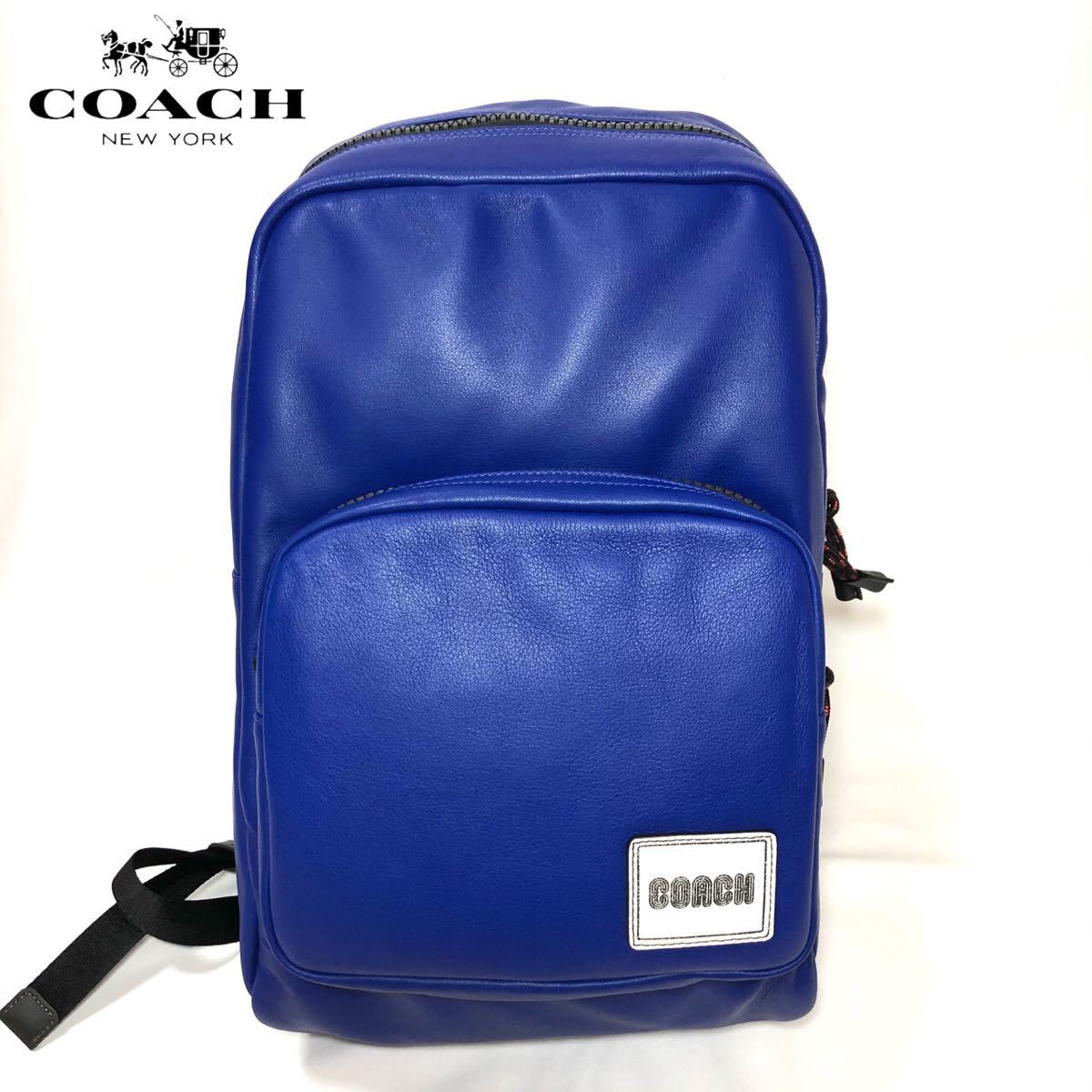 新品】COACH コーチ メンズ トール バックパック パッチ ブルー