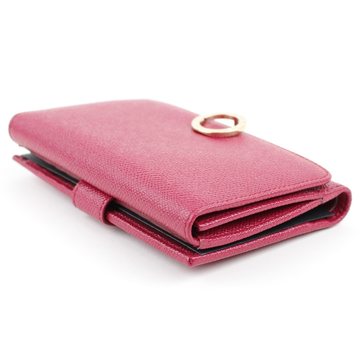 BVLGARI ブルガリ ロゴ 三つ折り財布 レッド ピンク レザー 未使用