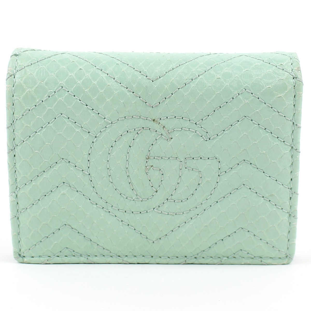 GUCCI グッチ GGマーモント二つ折り 財布 パイソン ブルー