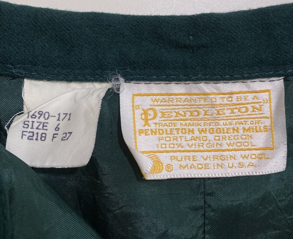 USA製 70's 80's ヴィンテージ PENDLETON ペンドルトン ウールスカート 6 緑 グリーン 無地 アメリカ製 US古着_画像7