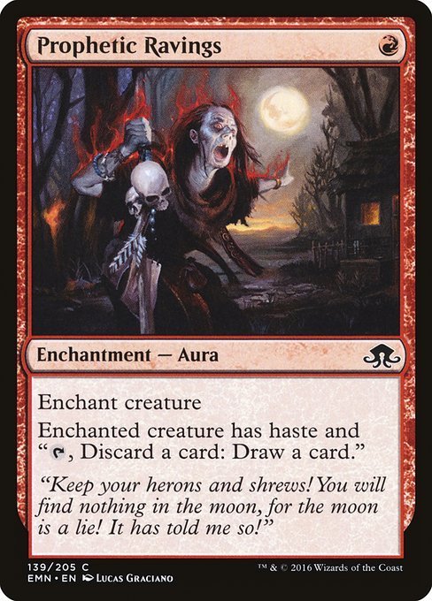 MTG # красный / английская версия # {.... язык /Prophetic Ravings}*FOIL* необычность . месяц EMN