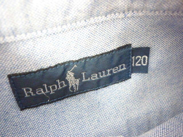 Ralph Lauren Ralph Lauren 120 big po knee embroidery long sleeve shirt Kids blue cotton (66) A