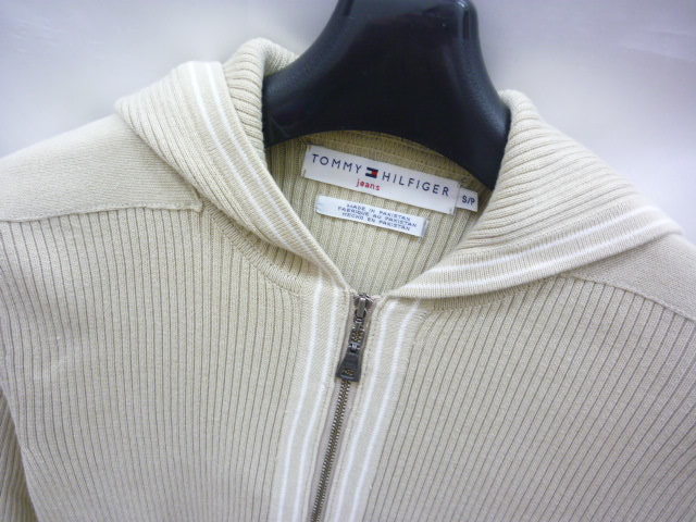 TOMMY HILFIGER jeans トミーヒルフィガー ニット ジップアップ S/P フード ベージュ（67）_画像3