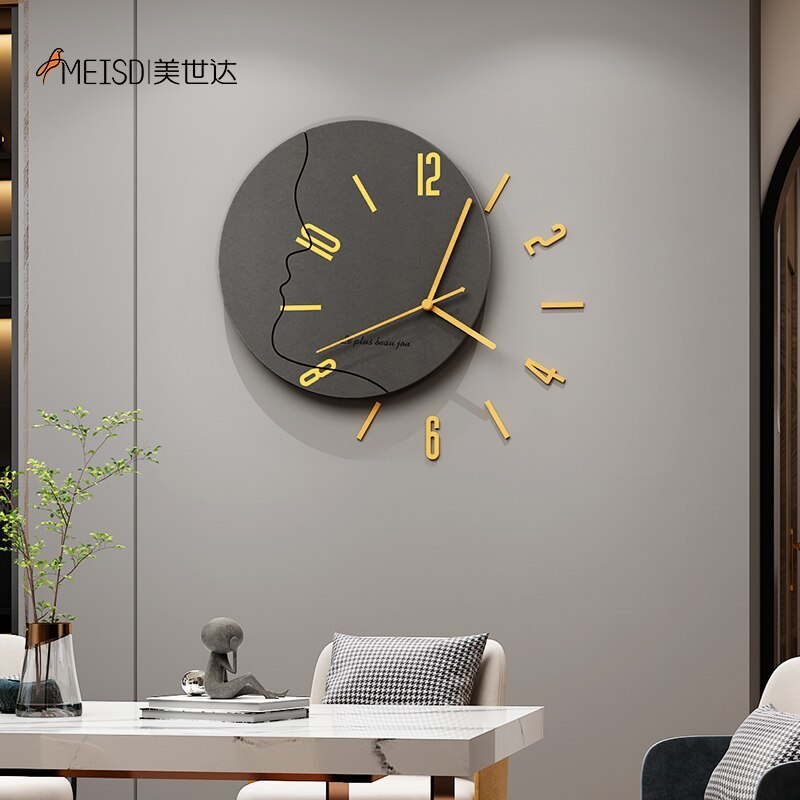 ■時計壁掛け　ブラック　妖精 ウォールステッカー 韓国　立体時計