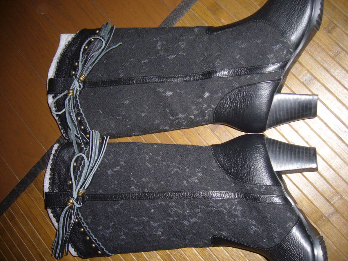 748-67*:ViVi fleurs vi vi f rule long boots size.24 color. black unused goods 