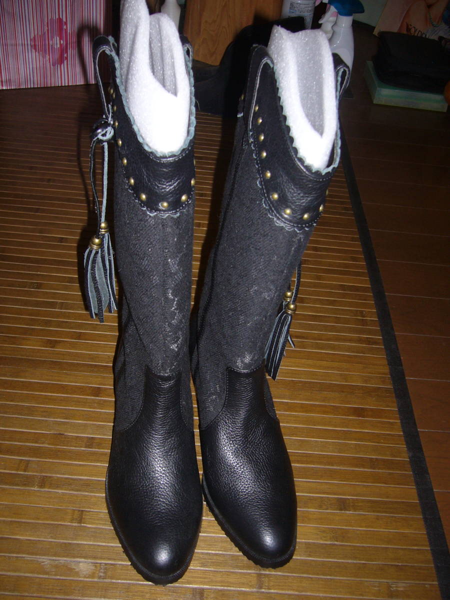 748-67*:ViVi fleurs vi vi f rule long boots size.24 color. black unused goods 