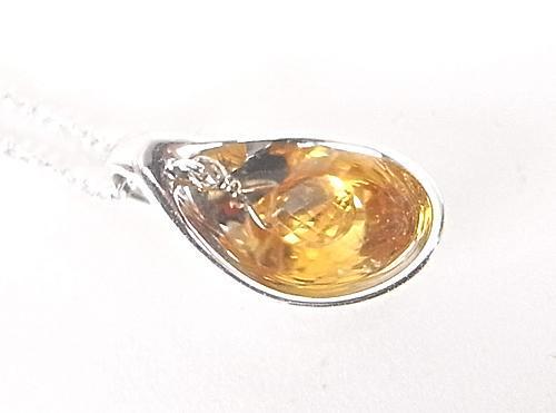  silver orange sapphire spoon pendant necklace 
