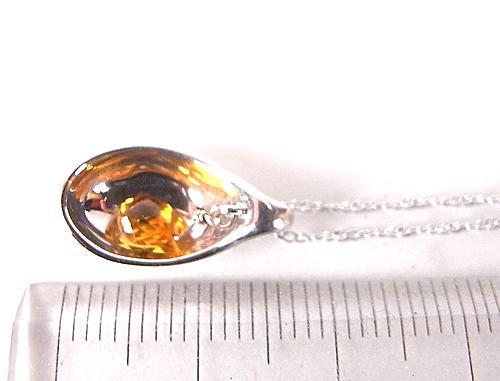  silver orange sapphire spoon pendant necklace 