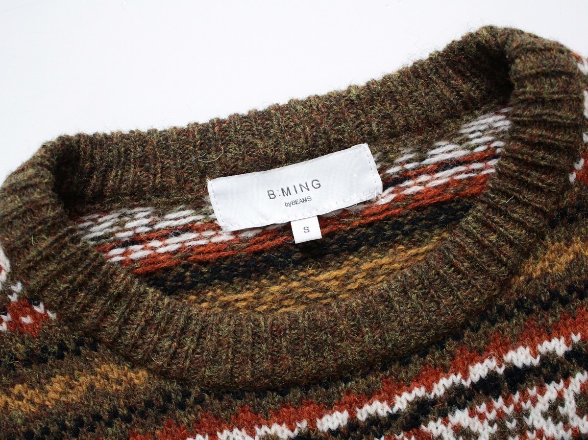 [ B:MING by BEAMS Beams ]5Gs tarp .a i-ll crew neck sweater S 92-15-0201-147 regular price \\8,300 wool knitted nordic 