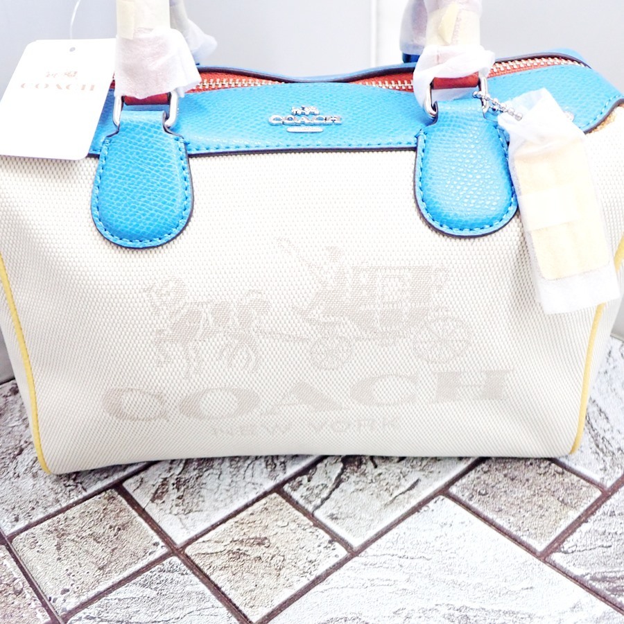 【 未使用 】 コーチ ミニボストン F38119 2WAY ハンドバック ショルダーバッグ マルチカラー キャンバス COACH_画像2