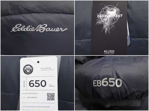 650フィルパワー ダウンジャケット Eddie Bauer エディバウアー 650フィルパワー ダウンジャケット Eddie Bauer エディバウアー