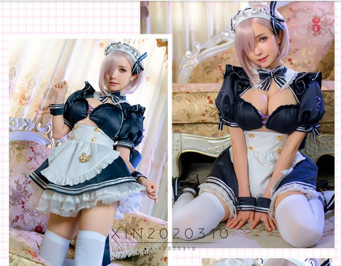 【即納】実物撮影 Fate/Grand Order マシュ・キリエライト メイド服 コスプレ衣装 風(ウィッグ 靴別売り)_画像5