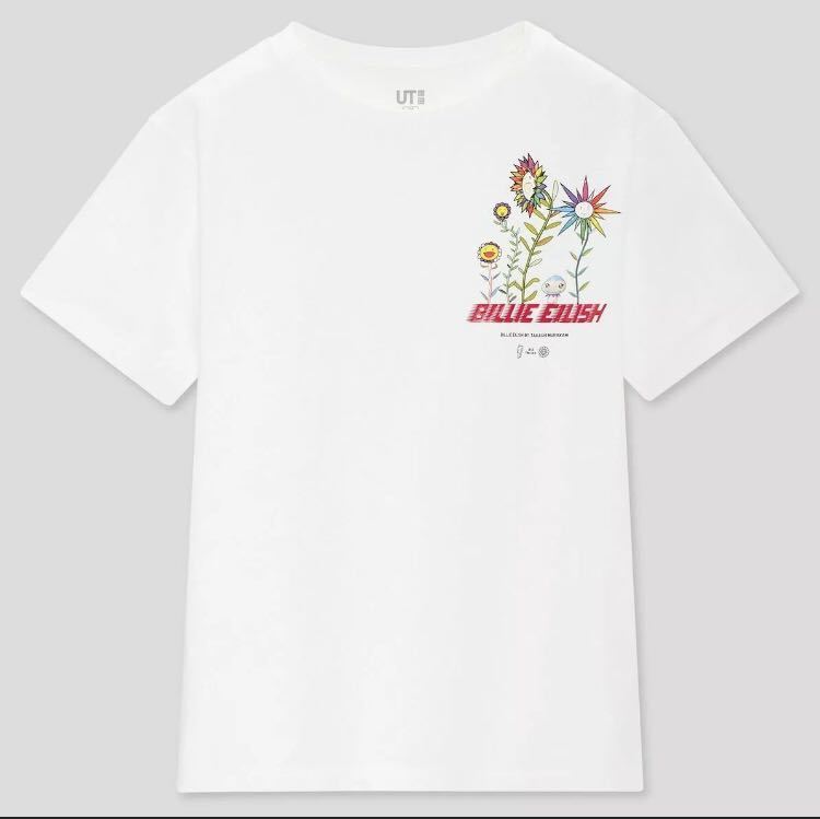 ◆ユニクロ × BILLIE EILISH ビリーアイリッシュ 村上隆 コラボ◆サイズ150　キッズ◆白 半袖 Tシャツ◆UNIQLO ドラえもん カイカイキキ_画像1