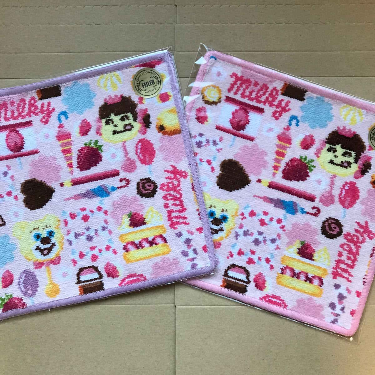 FEILER フェイラー LOVERARY ラブラリー タオルハンカチ ペコキャンディ 2個セット 新品未開封 ペコちゃん 不二家