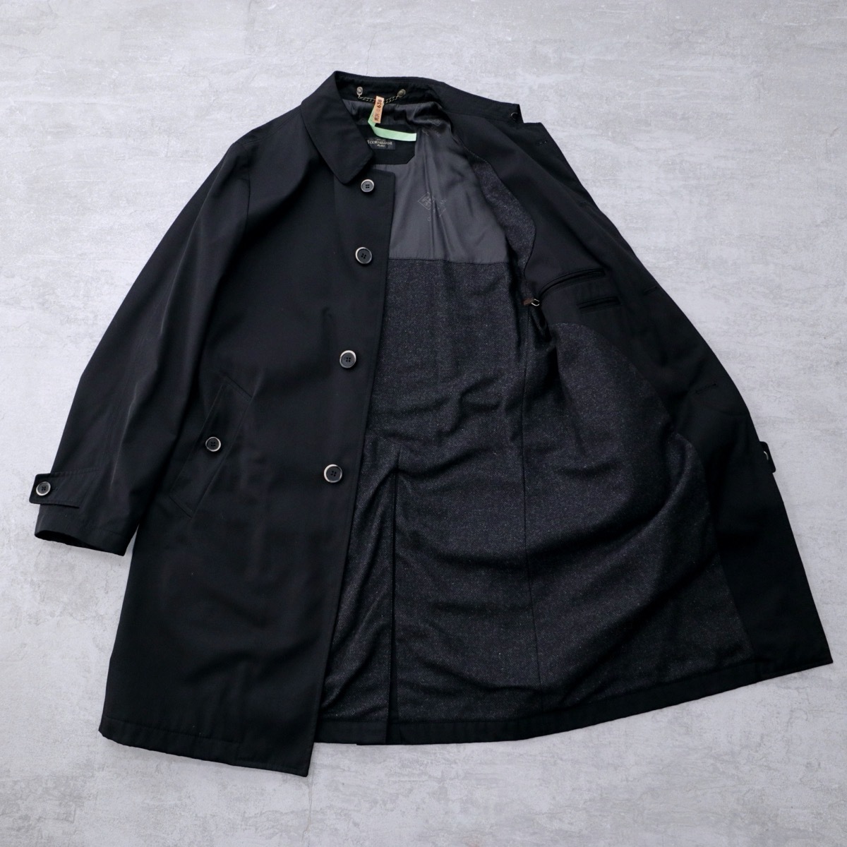 即決】CORNELIANI|コルネリアーニ ステンカラーコート 48 ブラック