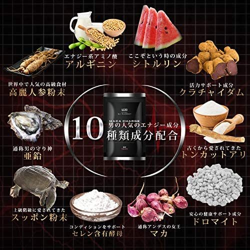 【新品未使用】厳選10種類90粒日本製 アルギニン 亜鉛 ULBOアルボMACACHARGE マカ シトルリン_画像5