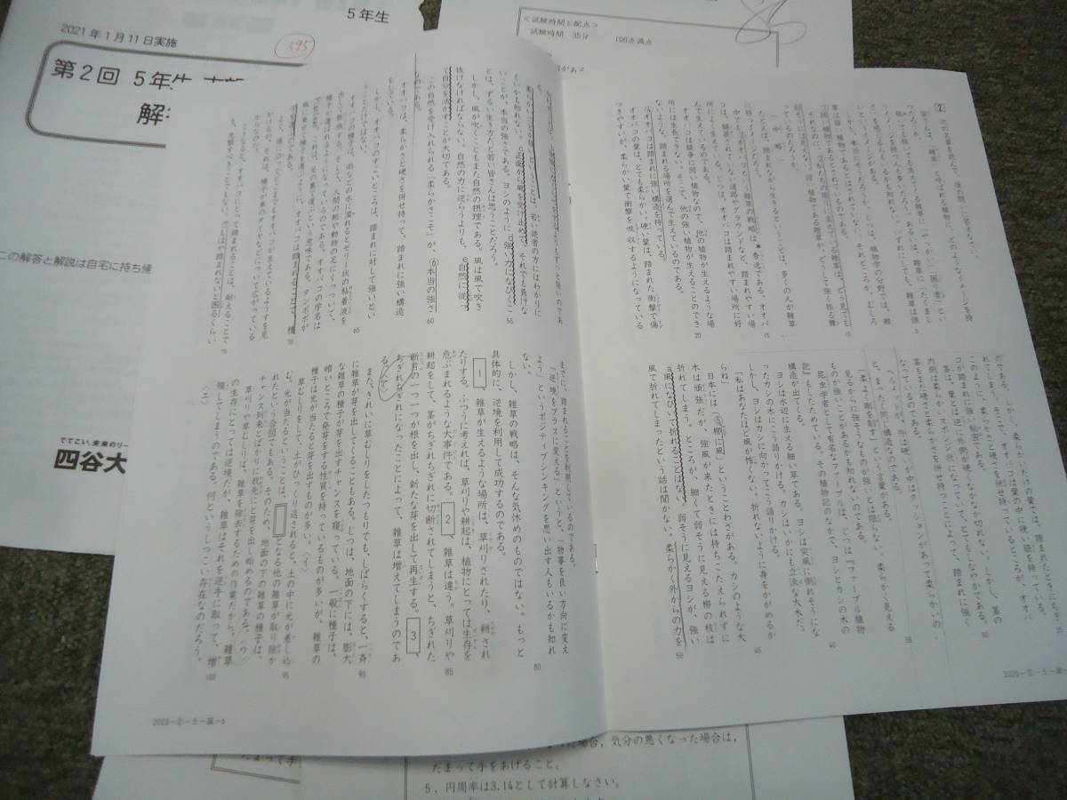 大学生 割引 四谷大塚 5年/小5 第2回志望校判定テスト 2021年1月 中学受験
