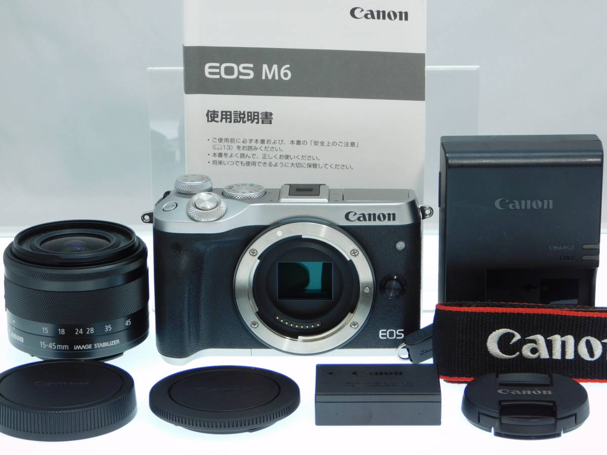 16114 Canon キヤノン EOS M6 EF-M 15-45 IS STM レンズキット シルバー_画像1
