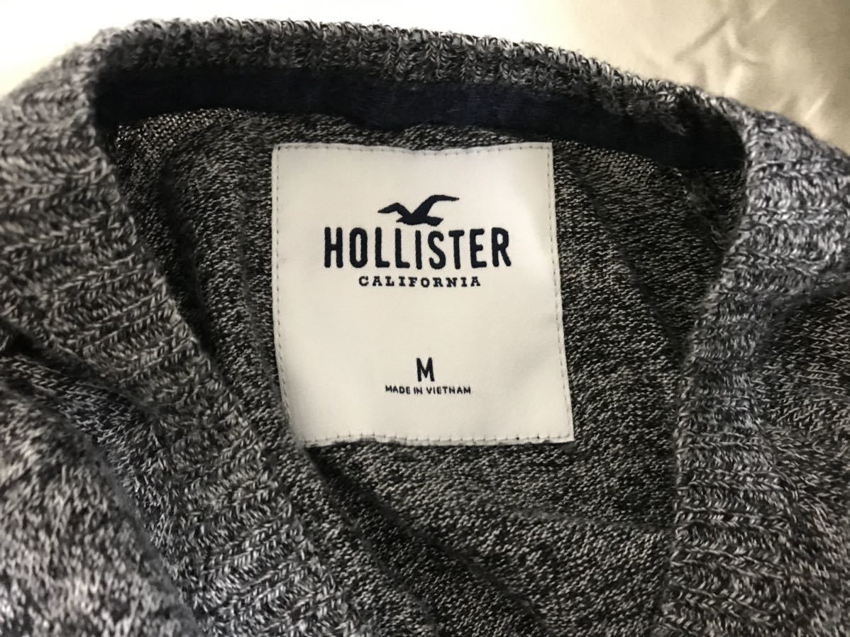 本物ホリスターHOLLISTERロゴワッペンコットンニットセーターメンズMビジネス白紺ネイビー